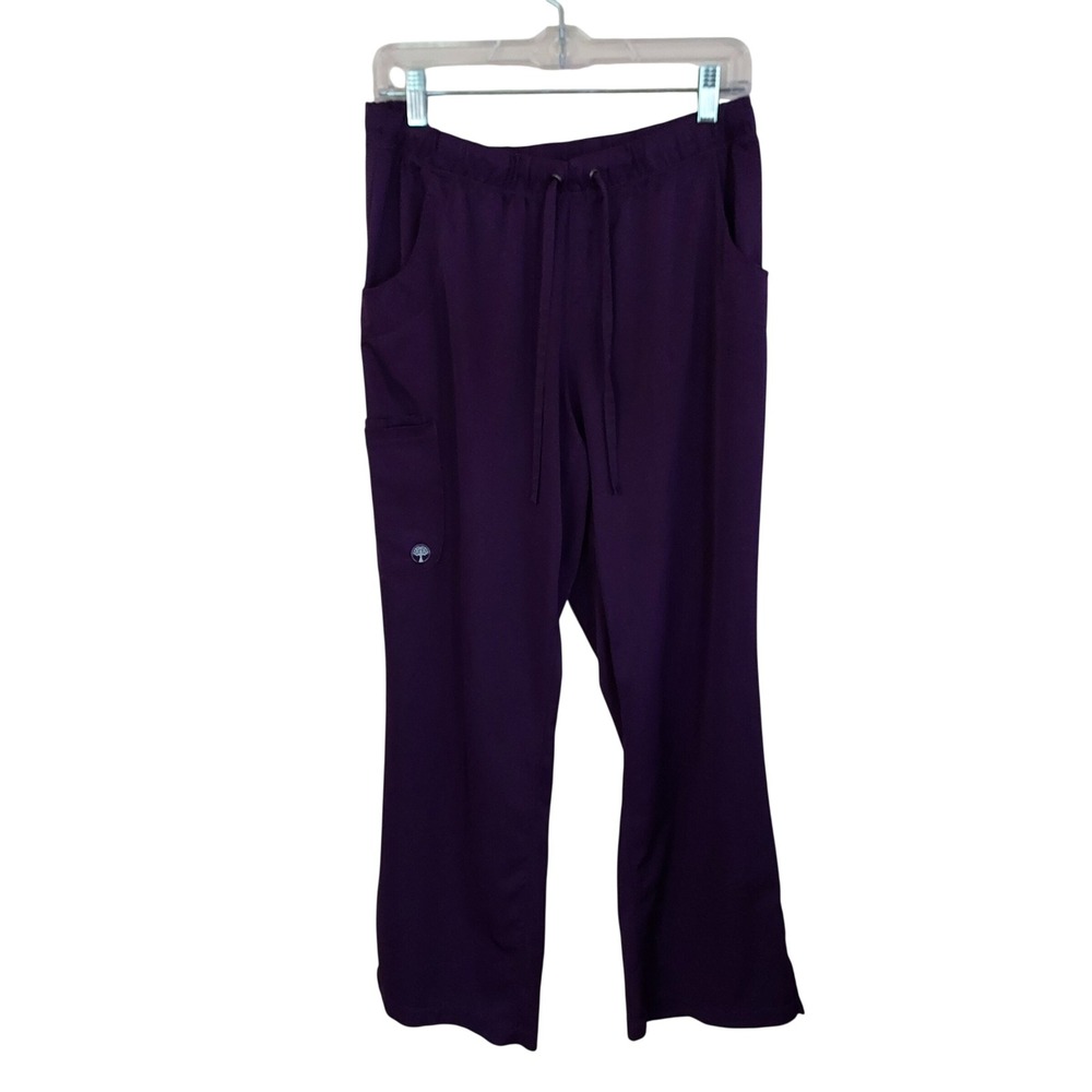 HH Works by Healing Hands Purple Scrub Pants Petite Large Drawstring Cargo
